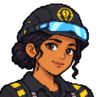 A Blackout Grunt with her hair in a bun, in a black cap and goggles.